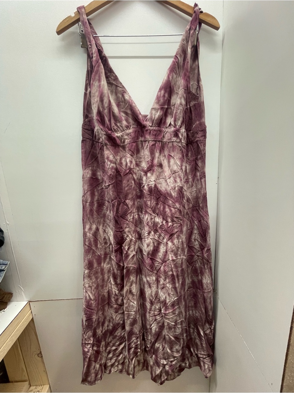 Matty M purple and white tie-dye Silk slip dress